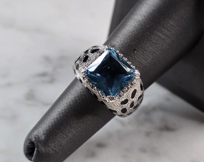 Womens Vintage Estate Sterling Silver Topaz Colored Leopard Ring 8.1g #E6754