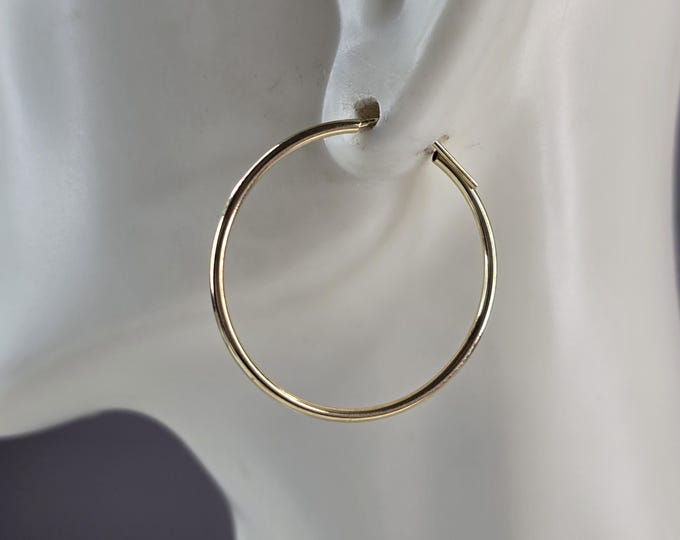 Pr Womens 14K Yellow Gold Hoop Earrings 1.0g E3783