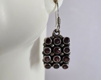 Womens Vintage Estate Sterling Silver Amethyst Earrings 9.2g E7483