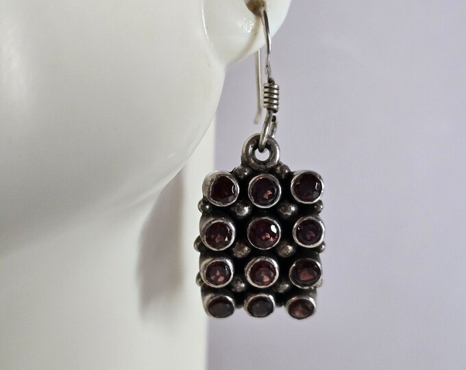 Womens Vintage Estate Sterling Silver Amethyst Earrings 9.2g E7483