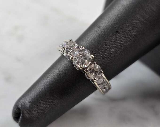 Womens Vintage Estate 14k White Gold Diamond Engagement Ring 4.2g  #E5739