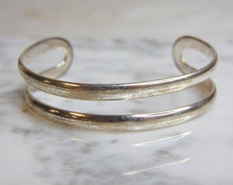Womens Vintage Estate Sterling Silver Modernist Cuff Bracelet 21.5g E4868