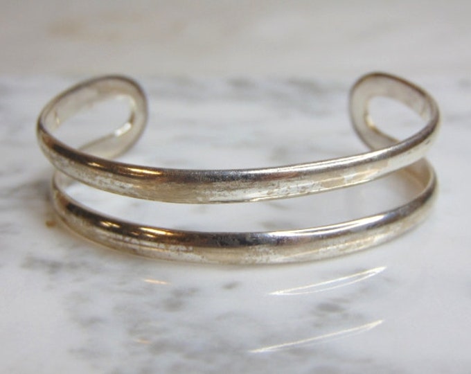 Womens Vintage Estate Sterling Silver Modernist Cuff Bracelet 21.5g E4868