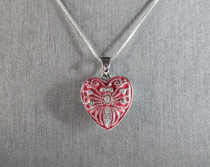 Womens Vintage Estate Sterling Silver Heart Pendant Locket Necklace 8.2g E7149