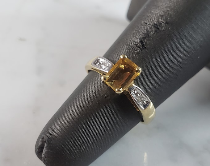 Womens Vintage Estate 14k Yellow Gold Citrine & Diamond Ring 1.8g #E6263