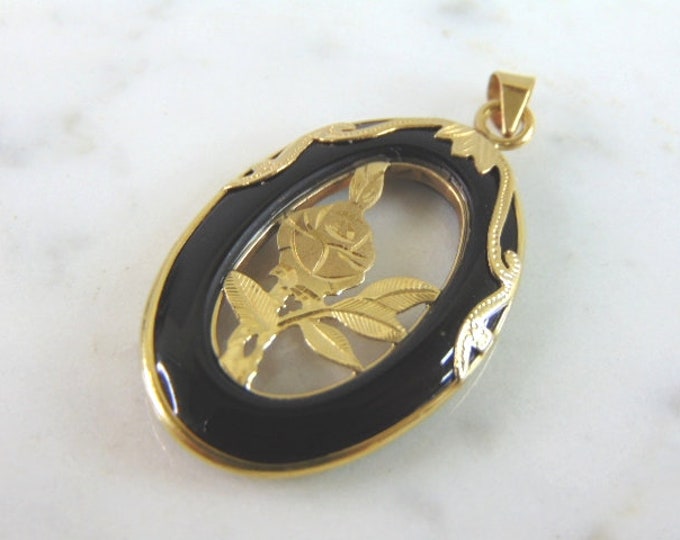 Womens Vintage Estate 14K Yellow Gold Flower Pendant 3.7g E4182