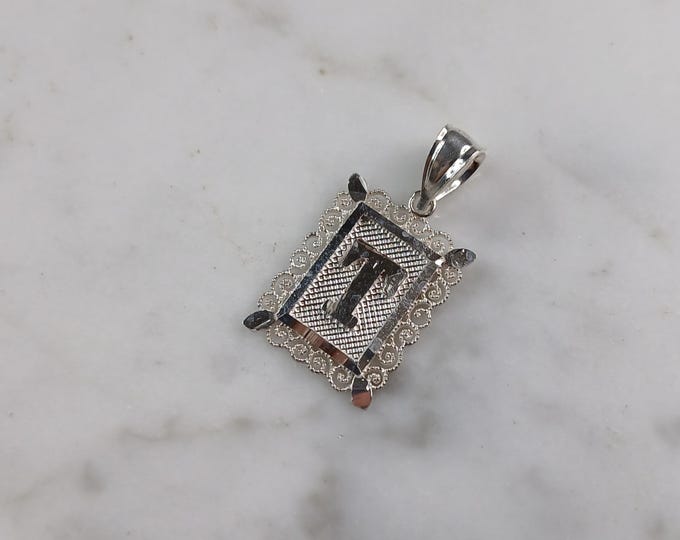 Womens Sterling Silver Initial Letter " T " Pendant 1.0g E4851