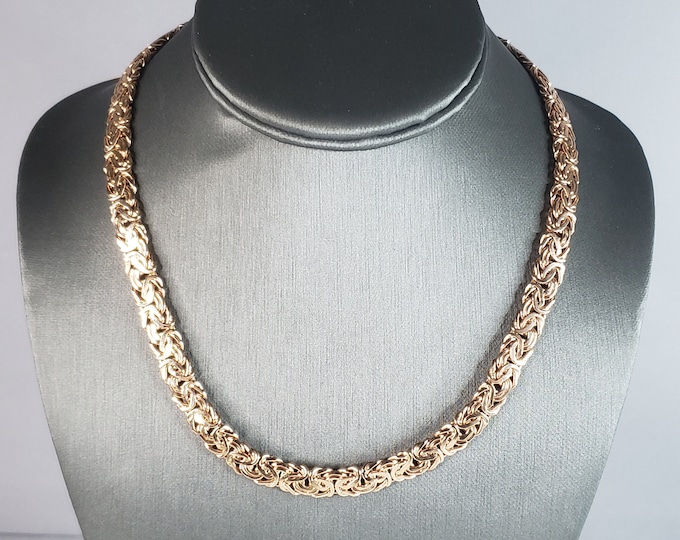 Womens Vintage Estate 14K Rose Gold Byzantine Italian Necklace 28.3g E1209
