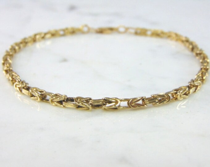Womens Vintage Estate 14K Yellow Gold Byzantine Bracelet, 13.7g E2072