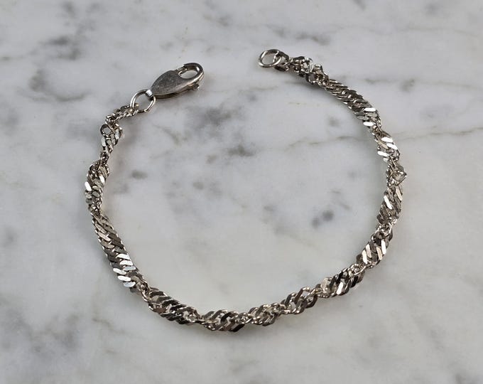 Womens Vintage Estate Twisted Sterling Silver Bracelet 4.2g E6760