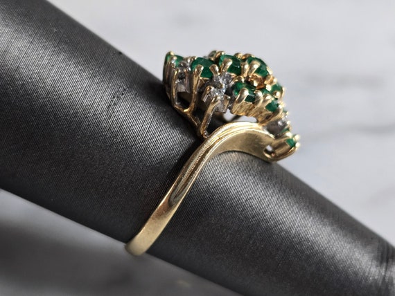 Womens Vintage Estate 14K Gold Diamond & Emerald … - image 3