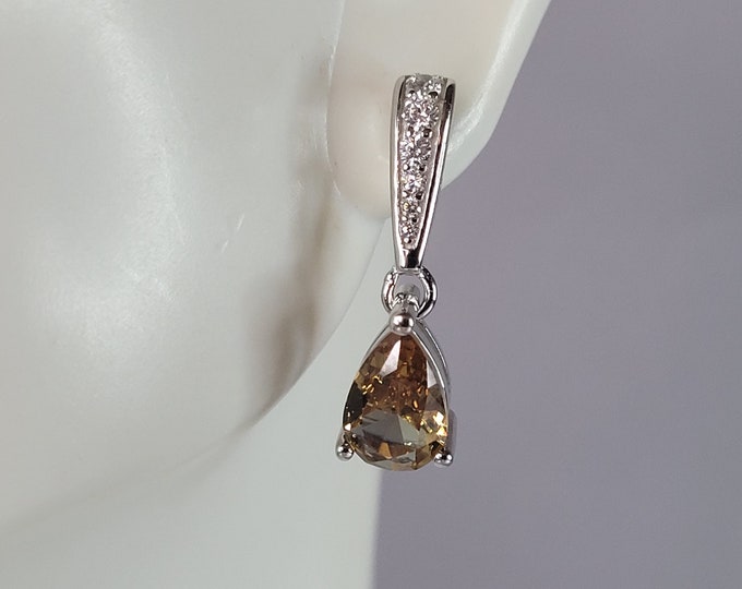 Womens Estate Sterling Silver Citrine Dangle Earrings 3.1g E6445