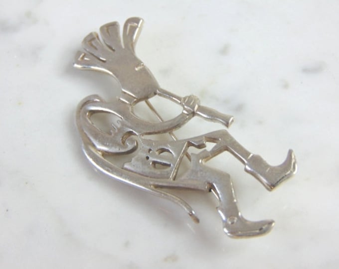 Vintage Estate Sterling Silver Kokopelli Southwestern Brooch Pin 16.3g E1288