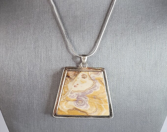 Womens Vintage Estate Sterling Silver Jasper Necklace 22.9g E6934