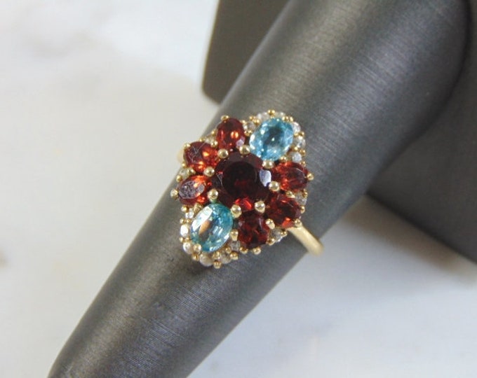 Unique Womens Vintage Estate 10K Gold Ring With Multi Stones 3.8g E3242