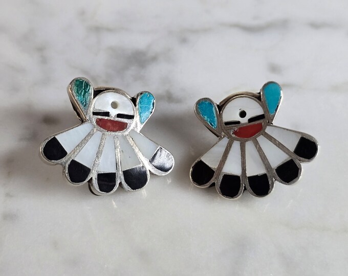 Womens Vintage Sterling Silver Southwestern Clip On Earrings 7.0g E7548