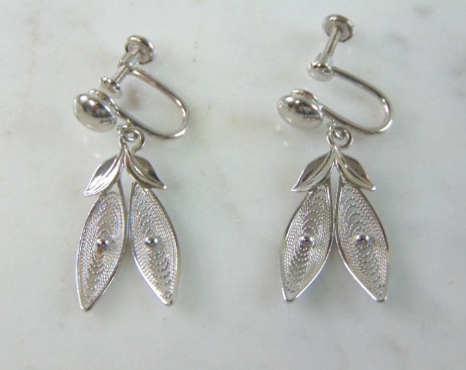 Womens Vintage Estate Sterling Silver Modernist Earrings 4.2g E5289