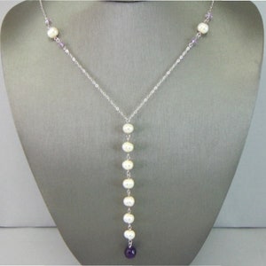Womens Vintage Estate Sterling Silver Modernist Pearl Necklace 11.4g E4325