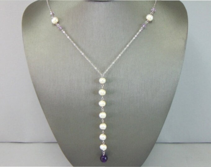 Womens Vintage Estate Sterling Silver Modernist Pearl Necklace 11.4g E4325