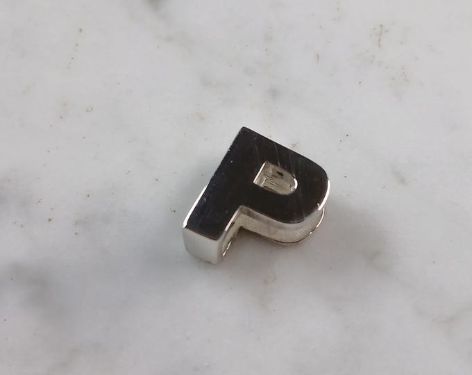 Womens Sterling Silver Initial Block Letter " P " Pendant 3.9g E5096