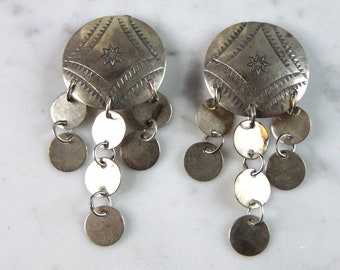 Womens Vintage Estate Sterling Silver Southwestern Clip On Earrings 10.4g E6311
