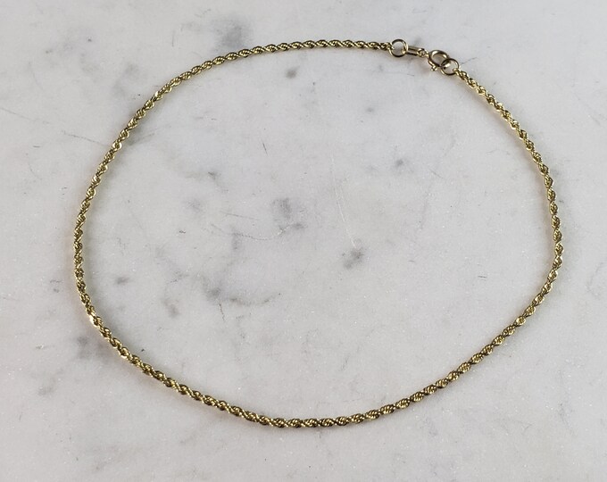 Womens Vintage Estate 14K Yellow Gold Rope Bracelet, 2.0g E3703