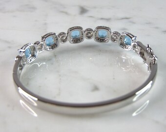 Womens Vintage Estate Sterling Silver Topaz CZ Bangle
