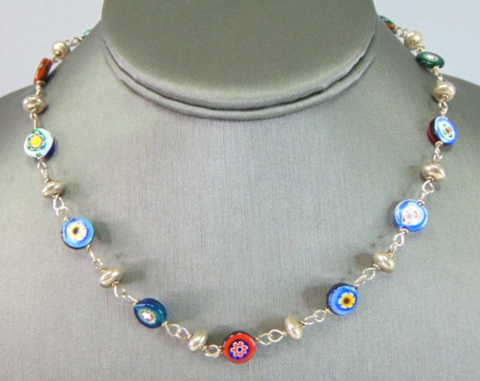 Women's Vintage Estate Sterling Silver Modernist Necklace 19.3g E5533