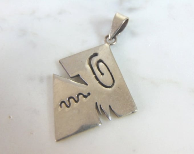 Womens Vintage Estate Sterling Silver Modernist Pendant 5.7g E5937