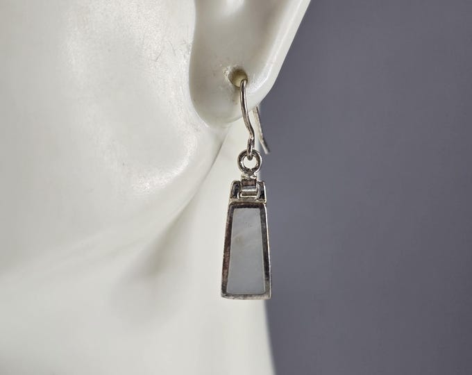 Womens Vintage Estate Sterling Silver MOP Earrings 3.5g E6802