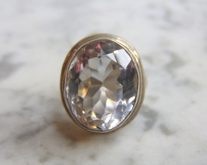 Womens Vintage Estate Sterling Silver CZ Stone Ring 11.1g  E4798