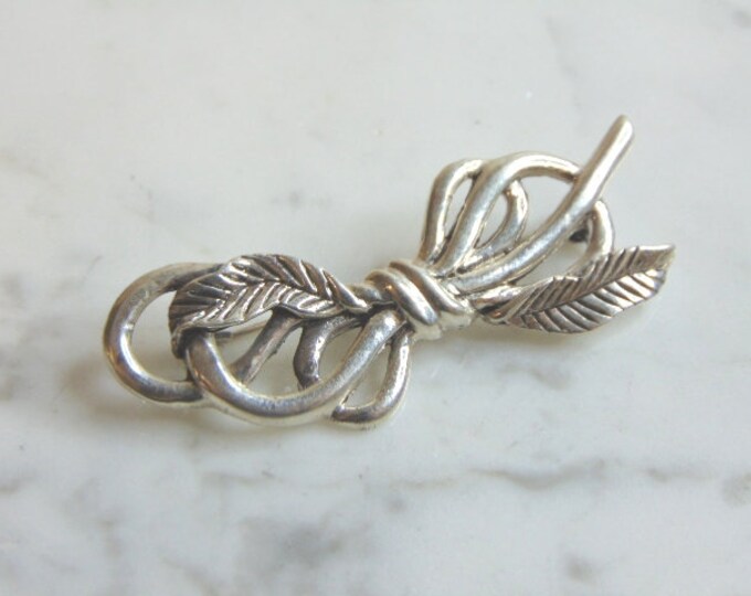 Womens Vintage Estate Sterling Silver Leaf Brooch 13.3g E1536