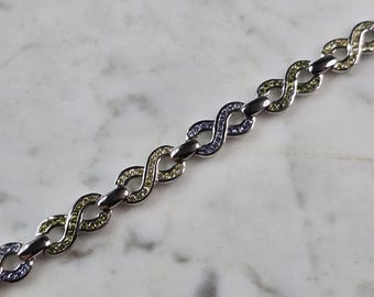 Womens Estate Sterling Silver Modernist Sapphire Bracelet 16.3g #E6647