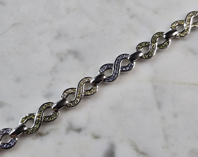 Womens Estate Sterling Silver Modernist Sapphire Bracelet 16.3g #E6647