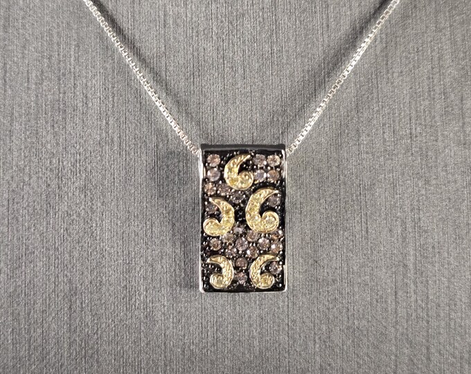 Womens Vintage Estate Sterling Silver Modernist Pendant W/ Necklace 6.7g E4588