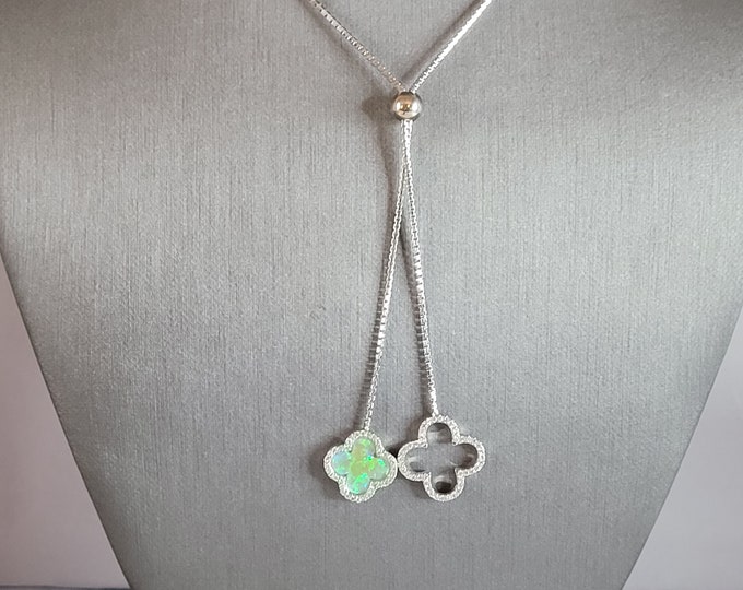 Womens Sterling Silver  4 Leaf Clover Necklace 9.1g E7039