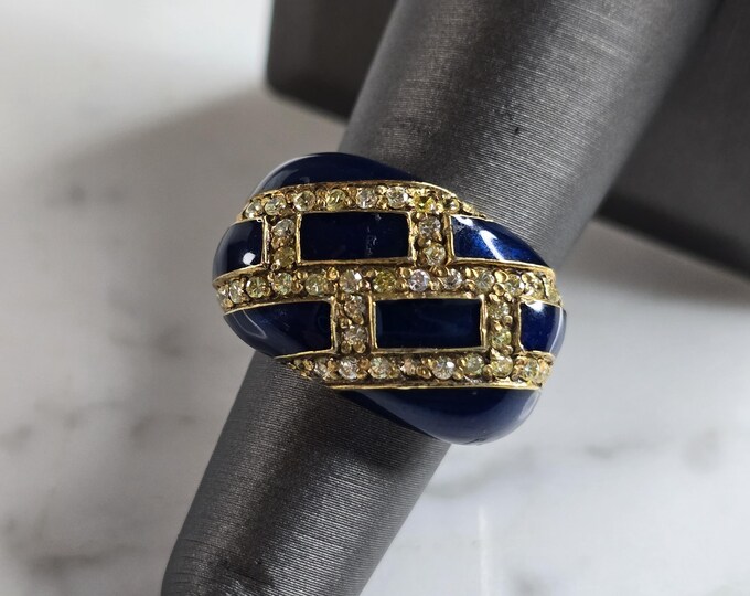 Womens Vintage Estate Sterling Silver Enamel Ring 8.6g E7064