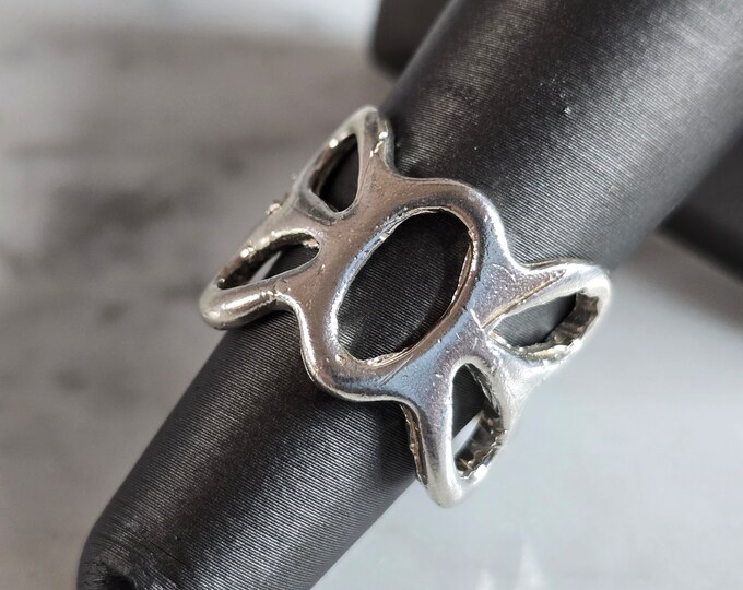 Womens Vintage Estate Sterling Silver Modernist Butterfly Ring 6.6g E7126