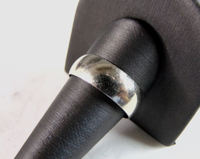 Mens Vintage Estate 14K White Gold Wedding Band Ring 6.1g E3134