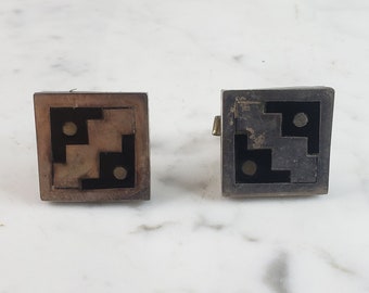 Mens Vintage Estate Sterling Silver Modernist Cufflinks 17.1g E6480