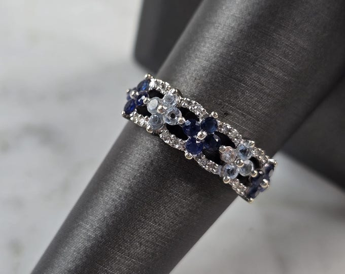 Womens Vintage Estate 14K White Gold Spinel Topaz & Diamond Ring, 2.3g E3988