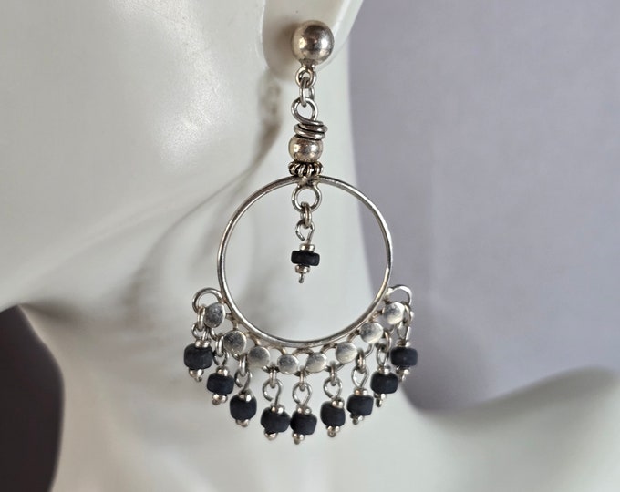 Womens Vintage Estate Sterling Silver Dangle Earrings 9.5g E7427