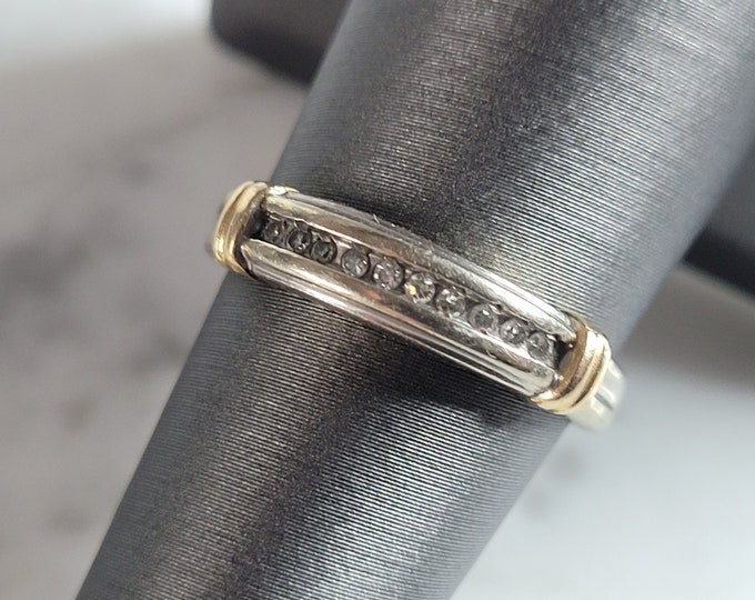 Womens Vintage Estate 14K Mixed White Gold Diamond Ring, 2.5g E6094