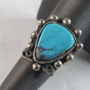 Womens Vintage Estate Sterling Silver Southwestern Turquoise Ring 10.1g E6165