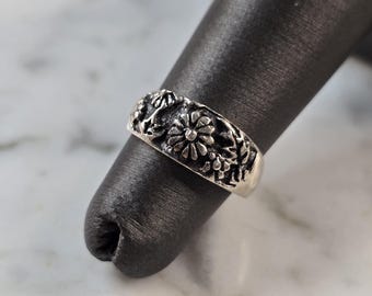 Womens Vintage Estate Sterling Silver Floral Toe Ring 2.5g, E7652