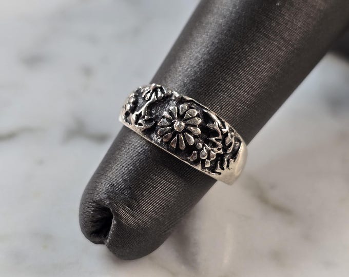 Womens Vintage Estate Sterling Silver Floral Toe Ring 2.5g, E7652