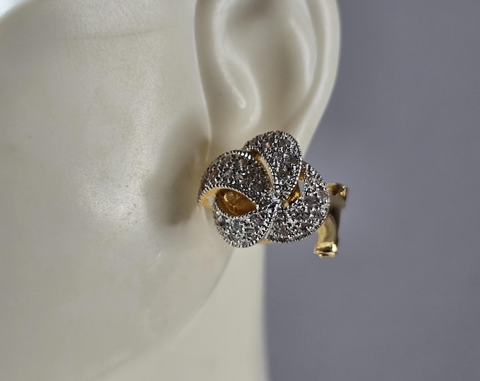 Womens Vintage Estate Sterling Silver Gold Tone CZ Earrings 7.1g E7884