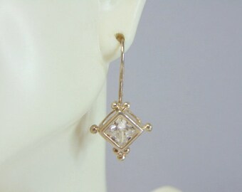 Womens Vintage Estate Sterling Silver CZ Earrings 4.6g E1918