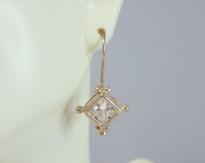 Womens Vintage Estate Sterling Silver CZ Earrings 4.6g E1918