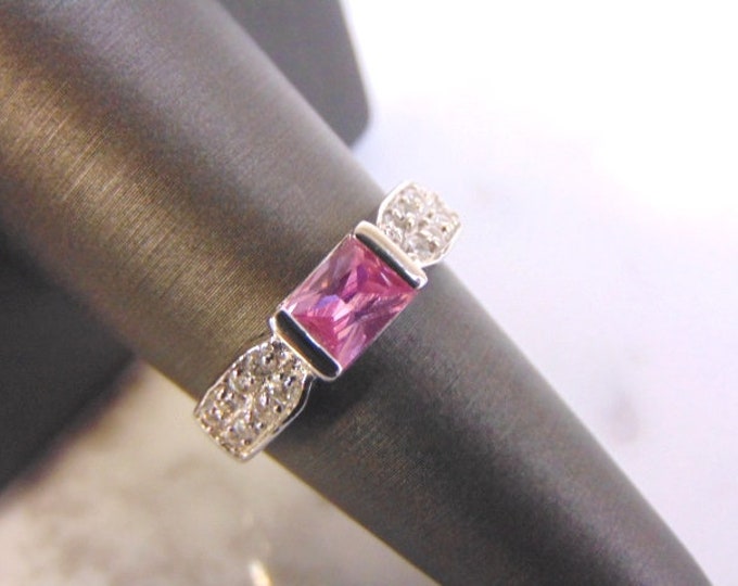 Womens Vintage Estate Sterling Silver Rose Quartz Ring 4.0g E4492